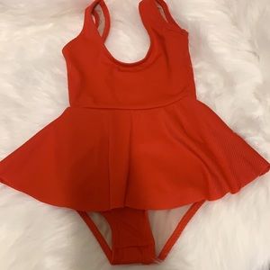 NWOT Kortni Jeane Baby Swim Dress in Ribbed Lava Red 9M